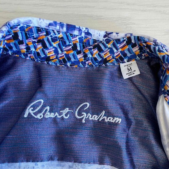 Robert Graham Men's Classic Fit Shirt Kaleidoscope Artsy Flip Cuff Smoke Size M - Picture 3 of 11
